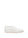 Santoni Pebbled Leather Low-top Sneakers In Bianco