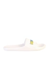 Kenzo Kombo Pool Mule Logo Slides Sandals In White