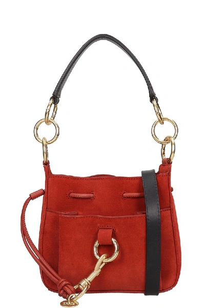 See By Chloé Tony Small Shoulder Bag In Red Suede And Leather