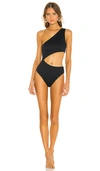 Beach Riot Ribbed Celine One Piece In Black