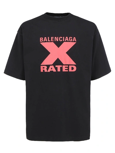 Balenciaga Logo-print Oversized Cotton T-shirt In Black