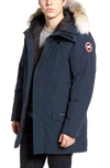 Canada Goose Langford Slim Fit Down Parka With Genuine Coyote Fur Trim In Ink Blue