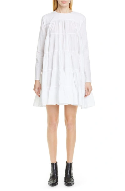 Merlette Soliman Tiered Cotton Mini Dress In White