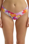 Commando Print Microfiber Thong In Watercolor Blooms