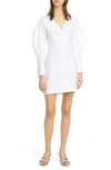 A.l.c Aila Long Sleeve Linen Blend Minidress In Gesso