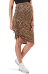 Stowaway Collection Over Under Cinch Hem Maternity Skirt In Stone
