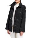 Moncler Ocre Drawstring Waist Short Jacket In Black