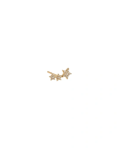 Adinas Jewels Diamond Triple Star Stud Earring In Gold