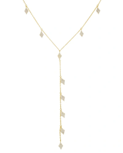 Adinas Jewels Dangling Pave-set Charms Lariat Necklace In Gold
