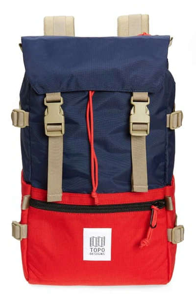Topo Designs Classic Rover Backpack In Navy/red