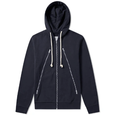 Maison Margiela 10 Triple Zip Hoodie Size: Extra Small, Colour: Navy In Blue