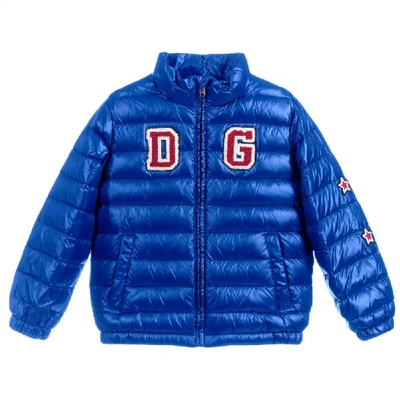 Dolce & Gabbana Dolce &amp; Gabbana Kids Logo Puffer Jacket In Blue