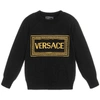 VERSACE YOUNG VERSACE GOLD LOGO KNITTED JUMPER