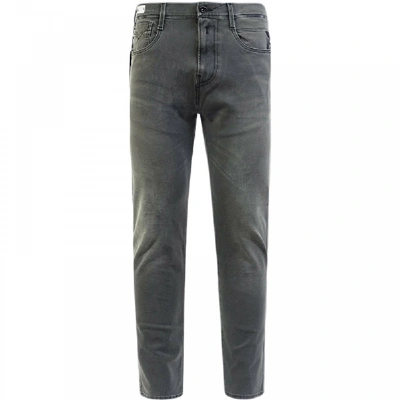 Replay Anbass Hyperflex Slim-fit Stretch-denim Jeans In Medium Grey