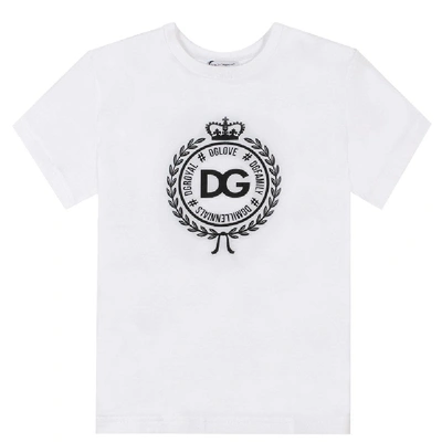 Dolce & Gabbana Dolce &amp; Gabbana Kids Royal Emblem Logo T-shirt White