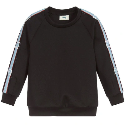 Fendi Kids Arm Logo Neoprene Sweatshirt In Black