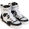 BALMAIN PARIS KIDS HIGH TOP LOGO SNEAKERS