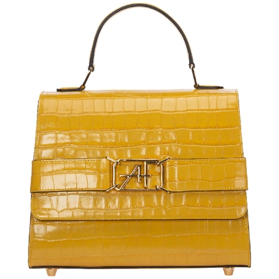 Alberta Ferretti Women's Leather Handbag Shopping Bag Purse In Yellow