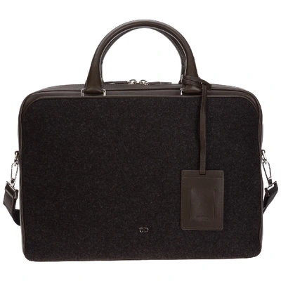 Dior Briefcase Attaché Case Laptop Pc Bag Leather In Grigio