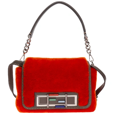 Fendi Women's Handbag Tote Shopping Bag Purse 3 Baguette In Red