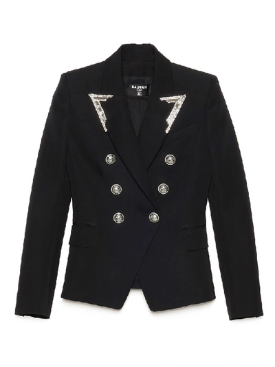Balmain Double Breasted Fitted Blazer In Black