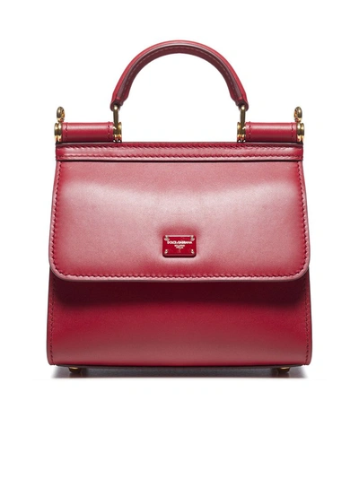 Dolce & Gabbana Sicily 58 Mini Bag In Calfskin In Rosso
