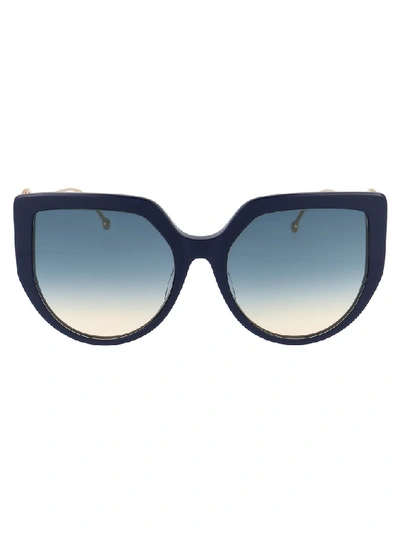 Fendi Oversized-frame Logo Sunglasses In Blue