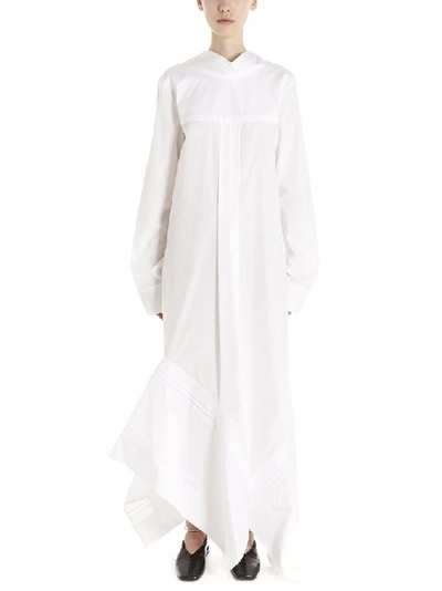 Jil Sander Miranda Asymmetric Cotton Dress In White