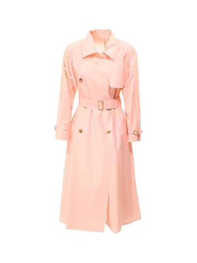 Max Mara Textured Cotton Blend Trench Coat In Pink