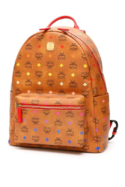 Mcm Stark Multicolour Visetos Backpack In Brown