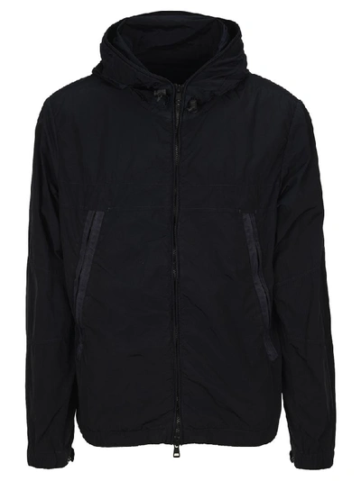 Moncler Zip Up Hooded Jacket In Blue
