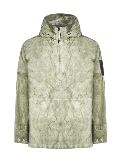 Stone Island Membrana 3l Dust-finish Hooded Anorak In Green