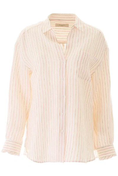 Weekend Max Mara Basilio Striped Shirt In Pink,white