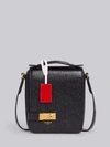 THOM BROWNE THOM BROWNE BLACK PEBBLED SMALL FLAP BAG,FAP232A0019814625310