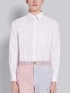 THOM BROWNE THOM BROWNE RWB POPLIN HAIRLINE STRIPE LONG SLEEVE SHIRT,MWL272A0612614270427