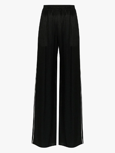Balenciaga Shiny Houndstooth Track Trousers In Black