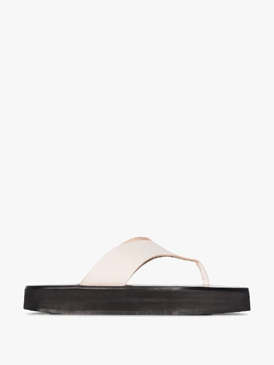 Atp Atelier Melitto Leather Platform Flip-flops In Black