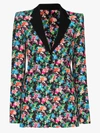 Rabanne Floral Print Cotton & Viscose Jacket In Black