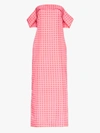 BERNADETTE JULIA GINGHAM OFF-THE-SHOULDER GOWN,SS20DRESSJULTAF114739173