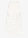 VALENTINO LACE PLEATED LEATHER MAXI SKIRT,TB0NI06Y1AW14640508