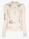 MARINE SERRE MARINE SERRE TATTOO PRINT TURTLENECK TOP,JE027SS20W14685306