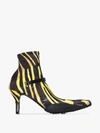 Marine Serre Black & Yellow Jersey Sock Ankle Heel Boots In Black