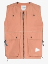 AND WANDER LIGHT PINK LOGO PATCH GILET,AW01FT03614281202