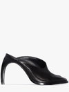 ANN DEMEULEMEESTER 100 CURVE HEEL LEATHER MULES,2001285836309914774575