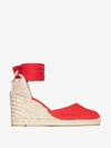 Castaã±er Red Carina 80 Cotton Canvas Wedge Sandals In Red