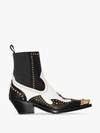 VERSACE BLACK AND WHITE 65 STUDDED LEATHER ANKLE BOOTS,DST146IDVTA914577889