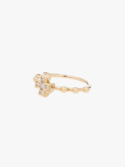 Rosa De La Cruz 18k Yellow Gold Cross Diamond Ring