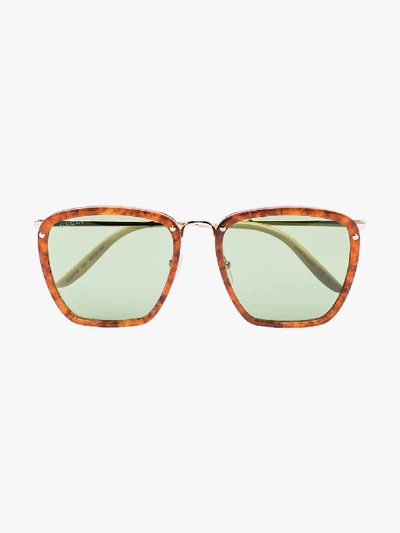 Gucci Havana Square-frame Sunglasses In Brown