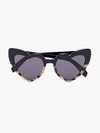 Saint Laurent Loulou 012 Leopard And Black Heart Sunglasses In Black
