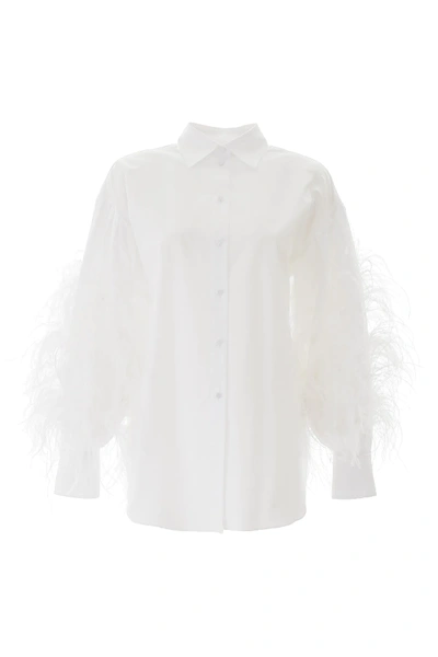Valentino Shirt With Ostrich Feathers In White